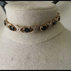 Beautiful Hugs and Kisses XO Sapphire, Diamond & 18k GP Bracelet 💋